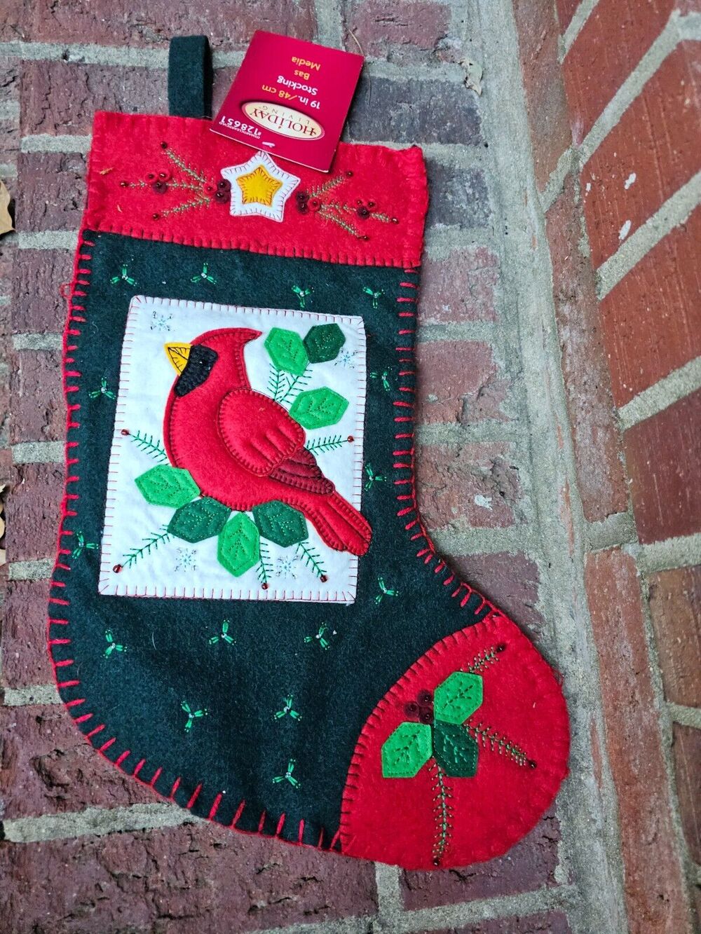 Vintage Holiday Living 19" Felt Christmas Stockings - Cardinal New